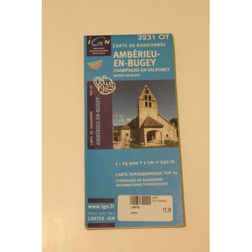 Carte De Randonnee Ign 1 : 25 000 Amberieu En Bugey 3231 Ot