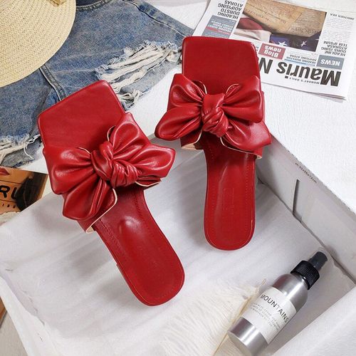 Pantoufles Bout Carré Pour Femmes, Chaussures Plates Pour La Plage, La Mode, Grandes,nouvelle Collectionté
