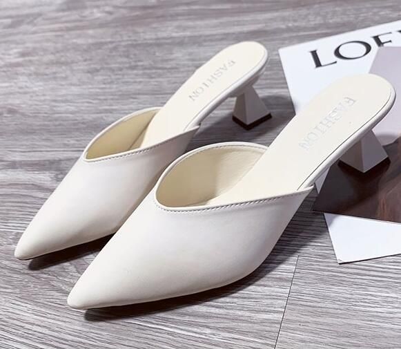 Pantoufles  Bout Pointu Pour Femmes, Nu-Pieds Blancs Carrs...