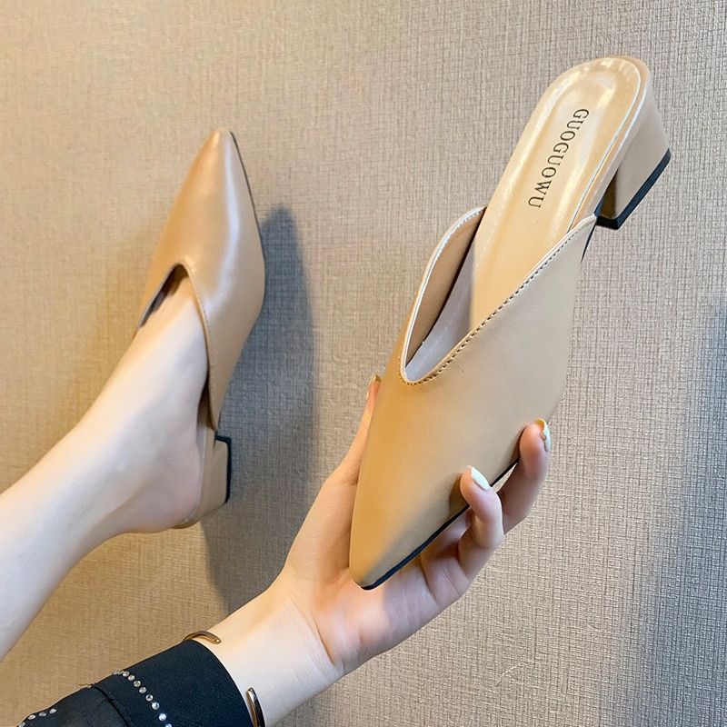 Pantoufles  Bout Pointu Pour Femmes, Nu-Pieds Blancs Carrs... - 4