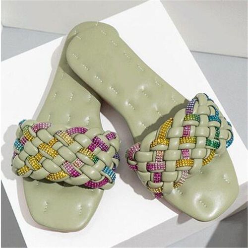 Pantoufles Enfiler Pour Femmes, Chaussures Sandales Plates La Mode, Couleurs Assorties,té