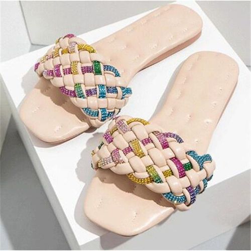 Pantoufles Enfiler Pour Femmes, Chaussures Sandales Plates La Mode, Couleurs Assorties,té