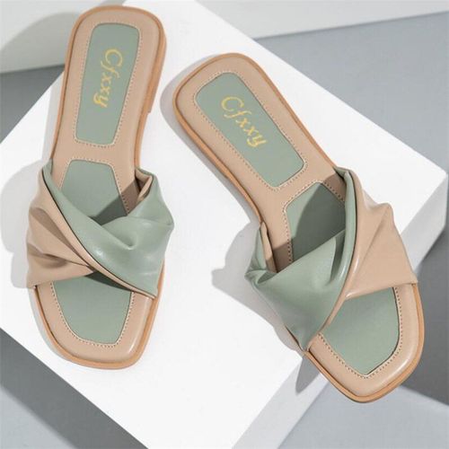 Pantoufles Enfiler Pour Femmes, Chaussures Sandales Plates La Mode, Couleurs Assorties,té