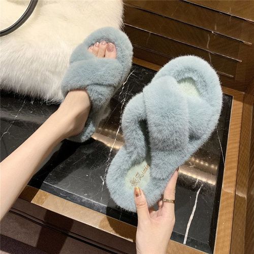 Pantoufles Fourrure Pour La Maison, Chaussures Pour Femmes, Sandales Mignonnes En Peluche En Poils De Renard, Pantoufles En Fourrure D'intérieur, Pantoufles D'hiver Pour Femmes, Taille 42