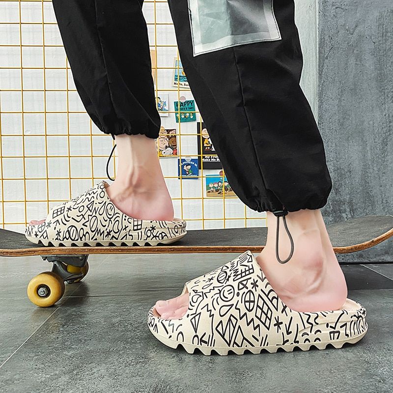 Pantoufles  Motif De Graffiti Pour Femmes, Chaussures D'ext... - 4
