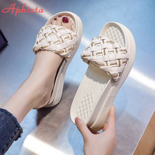 Pantoufles Plateforme Pour Femmes, Tongs Croisées En Corde Tissée, Mules Design, Chaussures