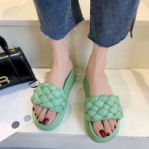 Pantoufles Plateforme Pour Femmes, Tongs Croisées En Corde Tissée, Mules Design, Chaussures