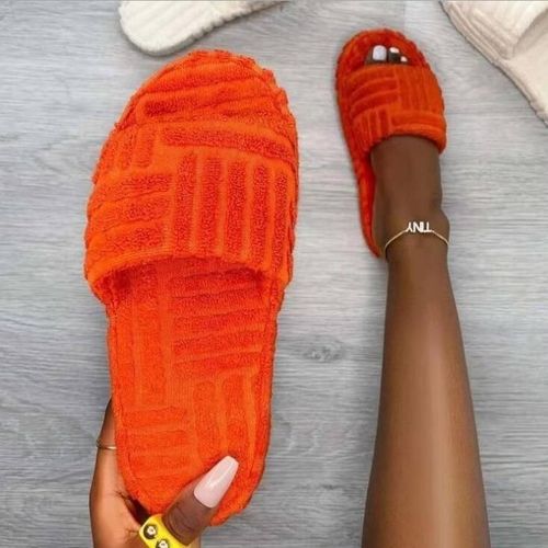 Pantoufles Semellepaisse Pour Femmes, Chaussures En Coton Gaufré, Décontractées Et Assorties
