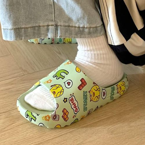 Pantoufles Antidérapantes Plateforme Pour Femmes, Sandales De Plage, Tongs De Dessin Animé, Ours De Bonbons, Chaussures De Salle De Bain Talons Hauts Pour Dames Et Filles