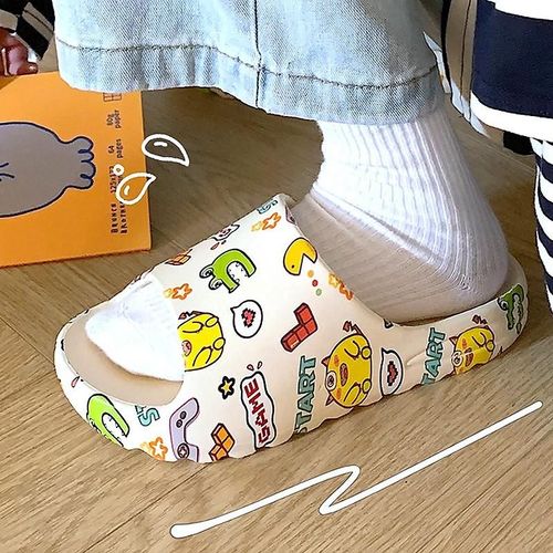 Pantoufles Antidérapantes Plateforme Pour Femmes, Sandales De Plage, Tongs De Dessin Animé, Ours De Bonbons, Chaussures De Salle De Bain Talons Hauts Pour Dames Et Filles