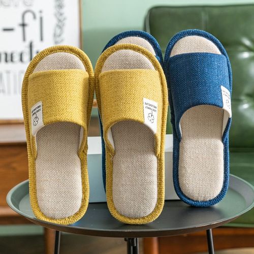 Pantoufles Antidérapantes En Lin Pour Femmes Et Hommes, Chaussures Plates De Maison, Diapositives De Maison, Chambre Intérieure, Zapatillas Mujer Couple, Printemps Automne