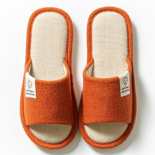 Pantoufles Antidérapantes En Lin Pour Femmes Et Hommes, Chaussures Plates De Maison, Diapositives De Maison, Chambre Intérieure, Zapatillas Mujer Couple, Printemps Automne