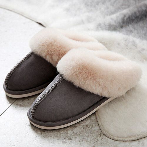 Pantoufles Antidérapantes Luxueuses En Faux Suède Pour Femme, Chaussons Fourrés, Chauds En Peluche D'intérieur, Chausson Féminin De Chambre, Pantoufle Fourrée D'hiver De Couple
