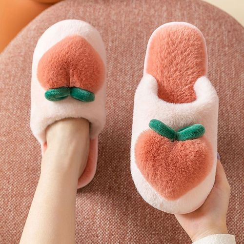 Pantoufles Antidérapantes Pour La Maison, Tongs En Fourrure De Dessin Animé, Chaussures Kawaii Chaudes Pour L'hiver