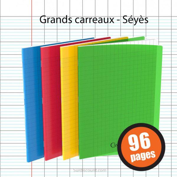 Lot de 4 Cahiers grands carreaux séyès - 24x32 cm - 96 pages - Papeterie  Michel