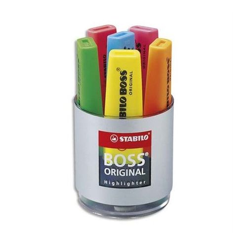 Pot À Crayons - 6 Surligneurs - Stabilo Boss Original - Assortiment Fluo