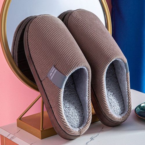 Pantoufles Chaudes D'hiver En Coton Pour Femmes Et Hommes, Chaussures De Maison Simples Et Antidérapantes, Pantoufles D'intérieur En Velours Côtelé Pour Couple