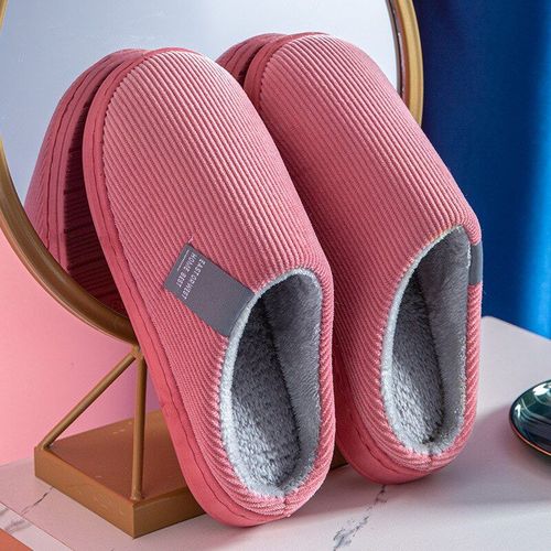 Pantoufles Chaudes D'hiver En Coton Pour Femmes Et Hommes, Chaussures De Maison Simples Et Antidérapantes, Pantoufles D'intérieur En Velours Côtelé Pour Couple