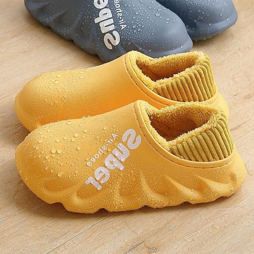 Pantoufles Chaudes Imperméables Pour Hommes Et Femmes, Antidérapantes, En Peluche, En Coton, Pour L'intérieur Et L'extérieur Pour La Maison Automne