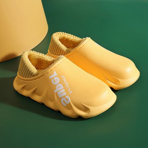 Pantoufles Chaudes Imperméables Pour Hommes Et Femmes, Chaussures Pour Couples, Antidérapantes, En Peluche, D'intérieur Et D'extérieur, Talonspais, Automne Hiver