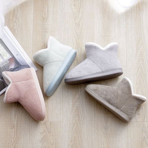 Pantoufles Chauds En Fausse Fourrure Et Peluche Pour Femme, Chaussures Antidérapantes Pour Couples, Plates Et Confortables, D'hiver