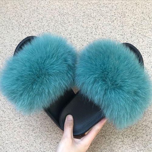 Pantoufles Confort En Véritable Fourrure De Renard Pour Femmes, Pour La Maison, Douces Tongs