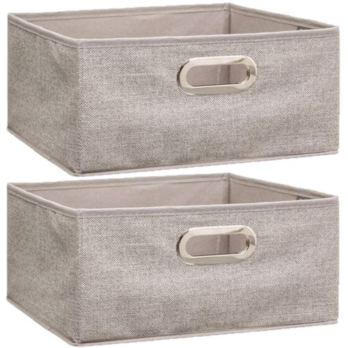 Lot de 2 Boites de rangement 31 x hauteur 15 cm - Beige Chiné