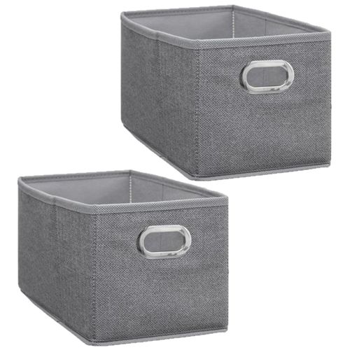Lot de 2 Boites de rangement Largeur 15 x Hauteur 31 cm - Gris clair chiné