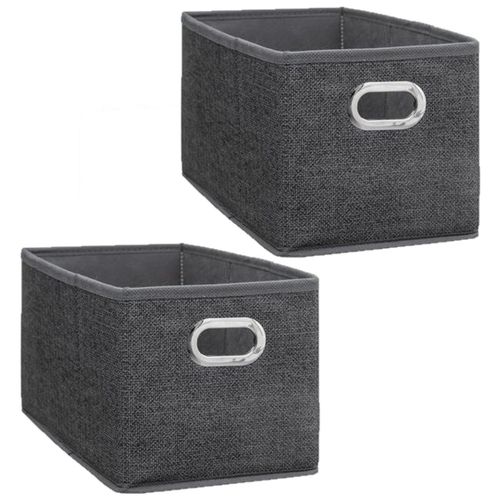 Lot de 2 Boites de rangement Largeur 15 x Hauteur 31 cm - Gris foncé chiné