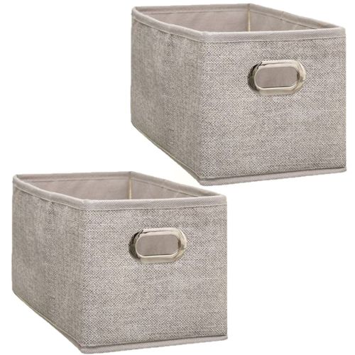 Lot de 2 Boites de rangement Largeur 15 x Hauteur 31 cm - Beige chiné