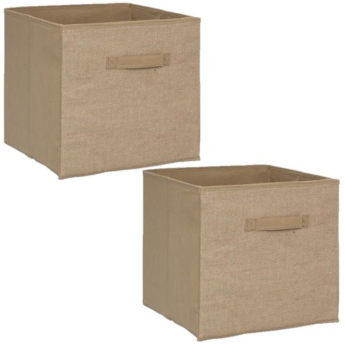 Lot de 2 Boites de rangement pliable en jute - 31 x 31 - Marron