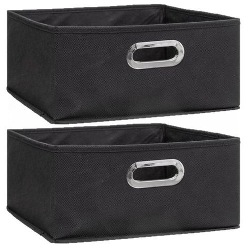Lot de 2 Boites de rangement 31 x hauteur 15 cm - Gris anthracite