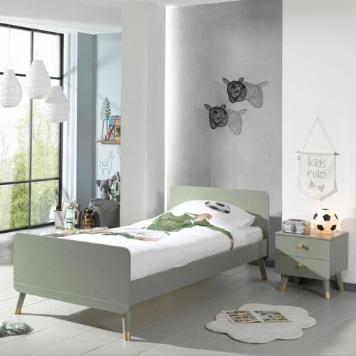Paris Prix - Pack - Lit Enfant & Chevet "Billy" 90x200cm Vert