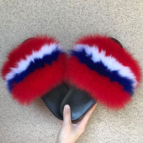Pantoufles Confort En Véritable Fourrure De Renard Pour Femmes, Pour La Maison, Douces Tongs
