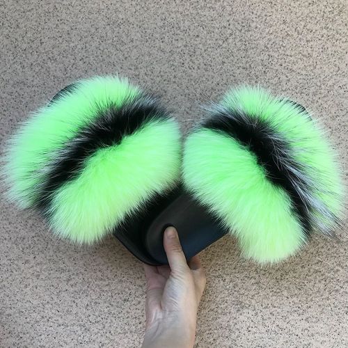 Pantoufles Confort En Véritable Fourrure De Renard Pour Femmes, Pour La Maison, Douces Tongs