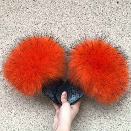 Pantoufles Confort En Véritable Fourrure De Renard Pour Femmes, Pour La Maison, Douces Tongs
