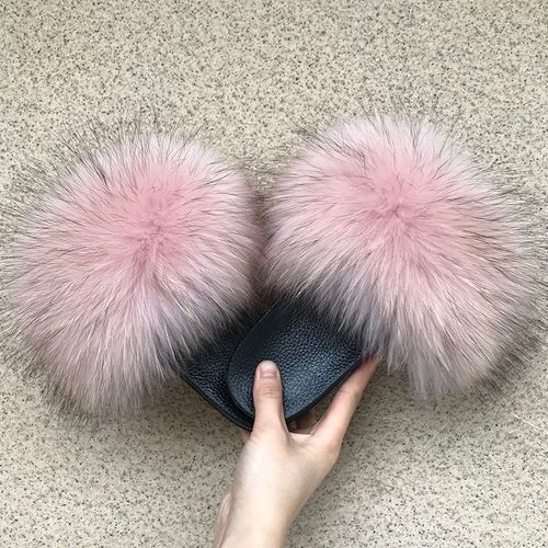 Pantoufles Confort En Véritable Fourrure De Renard Pour Femmes, Pour La Maison, Douces Tongs