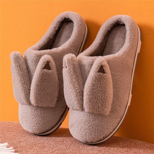 Pantoufles D'automne Et D'hiver En Velours Pour Femmes Et Hommes, Chaussures D'intérieur Décontractées Pour Dames, Douces Et Mignonnes, Pour Couple, Oreilles De Lapin En Peluche