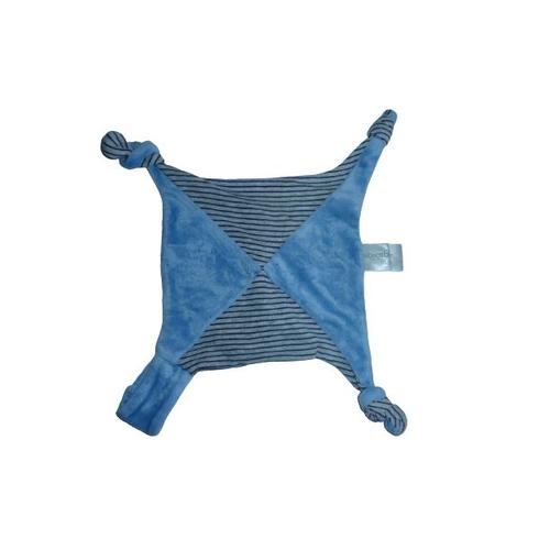 Doudou Carré Plat Bleu Rayures Absorba