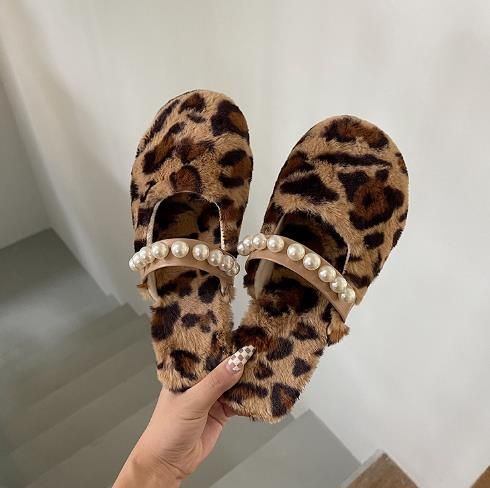 Pantoufles De Fourrure Basses Pour Femmes, Chaussures D'hive...