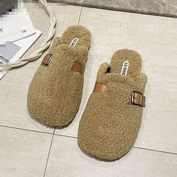 Pantoufles De Fourrure Basses Pour Femmes, Chaussures D'hive...