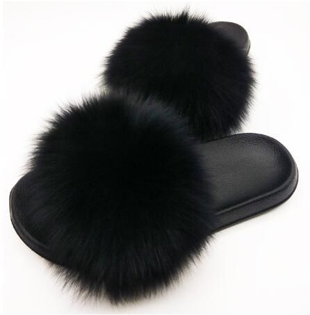 Pantoufles De Luxe En Fourrure Moelleuse Pour Femmes, Tongs ...