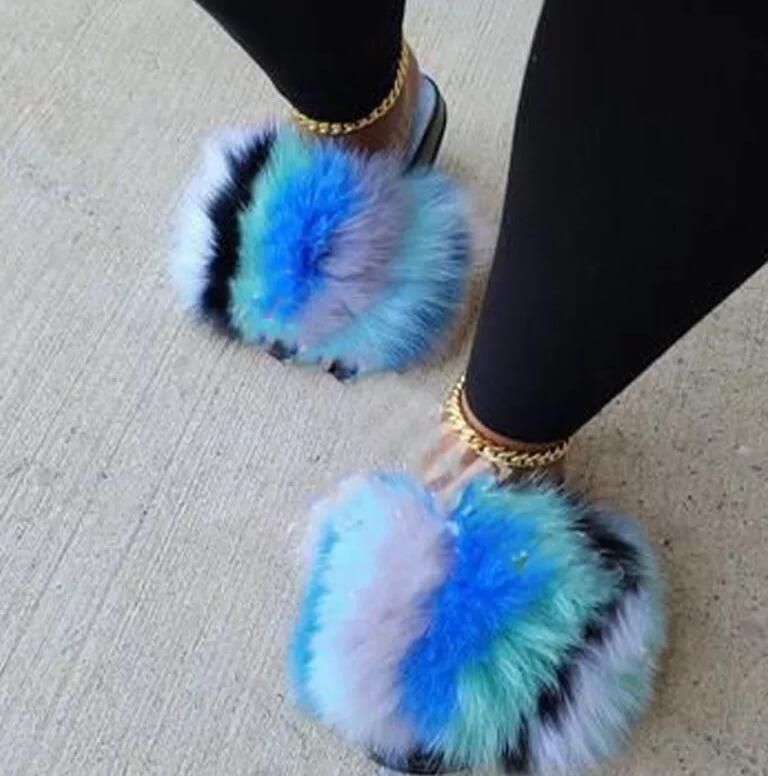 Pantoufles De Luxe En Fourrure Moelleuse Pour Femmes, Tongs ...
