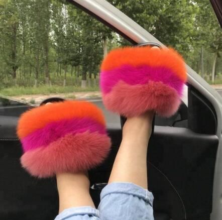 Pantoufles De Luxe En Fourrure Moelleuse Pour Femmes, Tongs ...