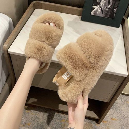 Pantoufles De Luxe En Fourrure Moelleuse Pour Filles, Tongs D'intérieur Chaudes Pour Femmes, Incroyables, En Peluche