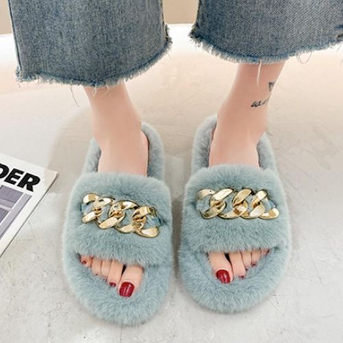 Pantoufles De Luxe Pour Filles, Tongs En Fourrure Moelleuse Pour Femmes, Intérieur Chaud, Incroyable, En Peluche