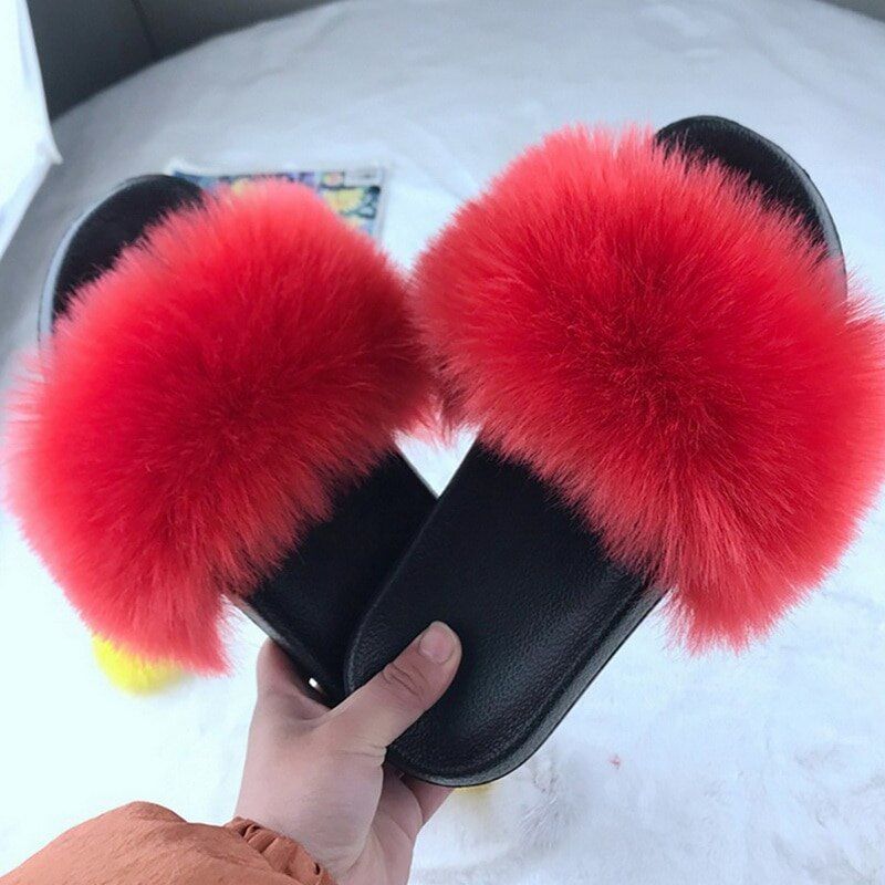 Pantoufles De Luxe Pour Filles, Tongs En Fourrure Moelleuse ... - 4