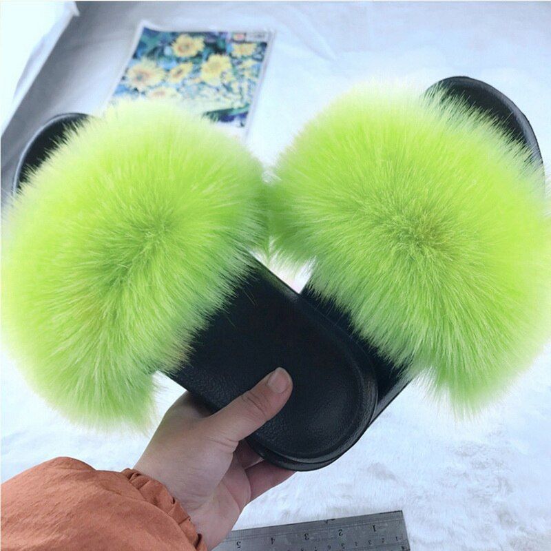 Pantoufles De Luxe Pour Filles, Tongs En Fourrure Moelleuse ...