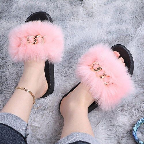 Pantoufles De Luxe Pour Filles, Tongs En Fourrure Moelleuse Pour Femmes, Intérieur Chaud, Incroyable, En Peluche