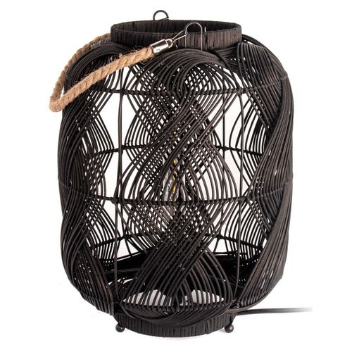 Lampe Style Lanterne 'domingo' En Rotin Noir